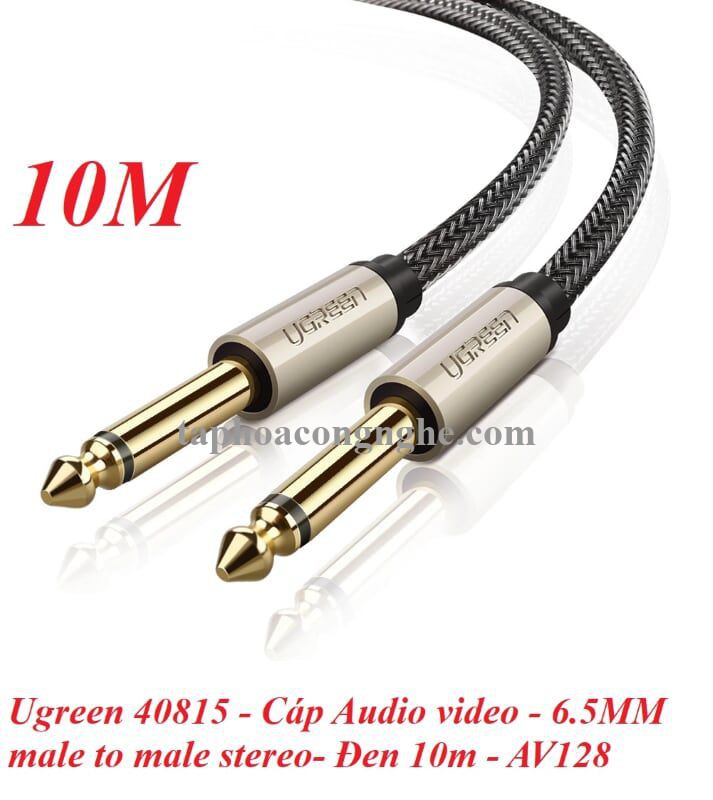 Ugreen 40815 10M màu Đen Cáp âm thanh 2 đầu 6.5mm dương cao cấp AV128 30040815